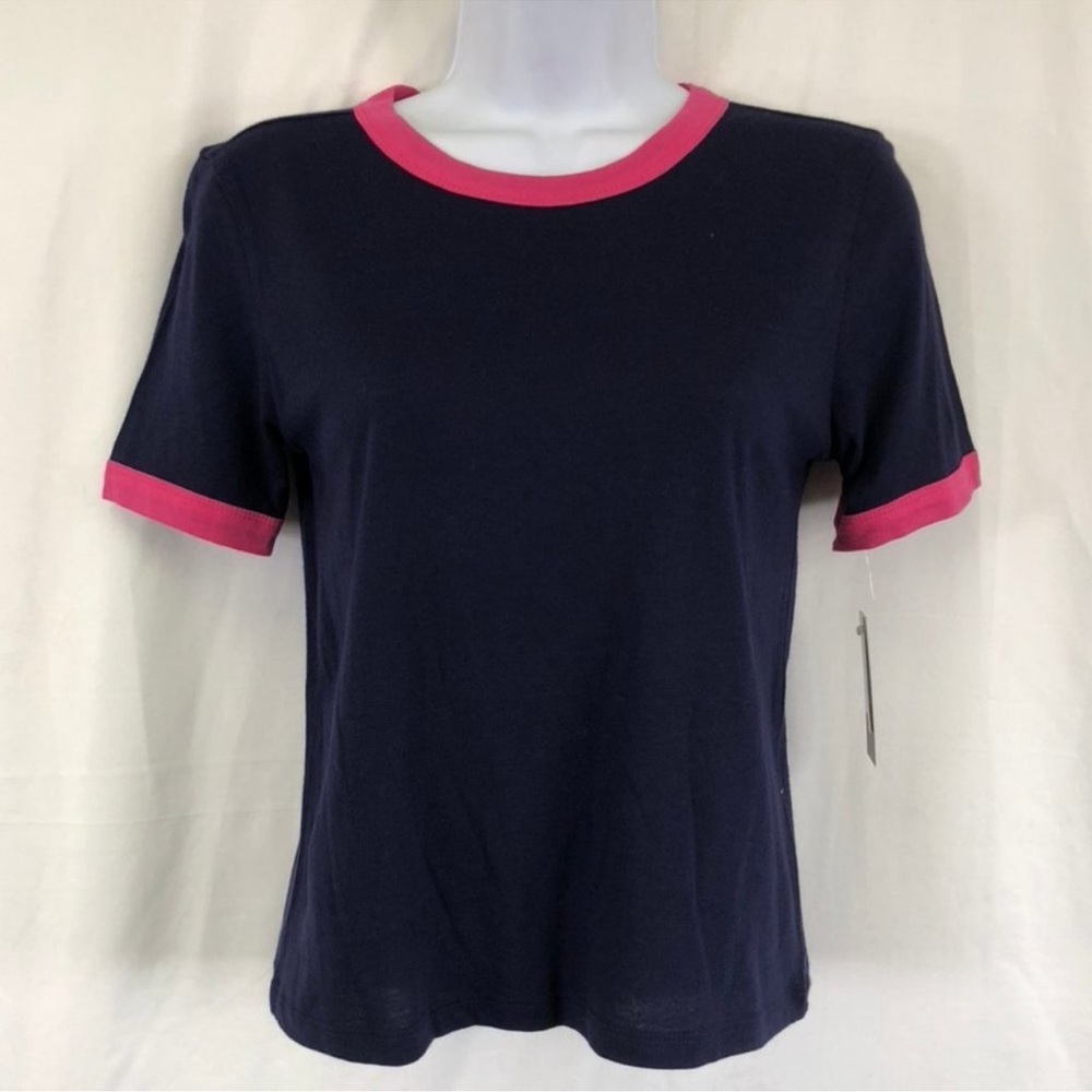 BP Dark Blue Tee with Bright Pink Accents